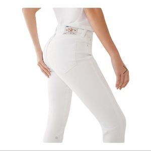 True Religion HALLE Mid-Rise Capri White Jeans NEW $159